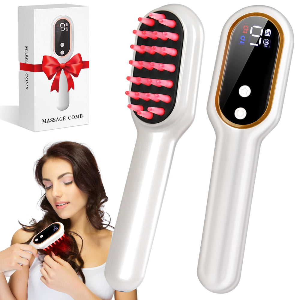 CWTUL Laser Hair Growth Comb front view shows dual red-blue lights for scalp benefits.