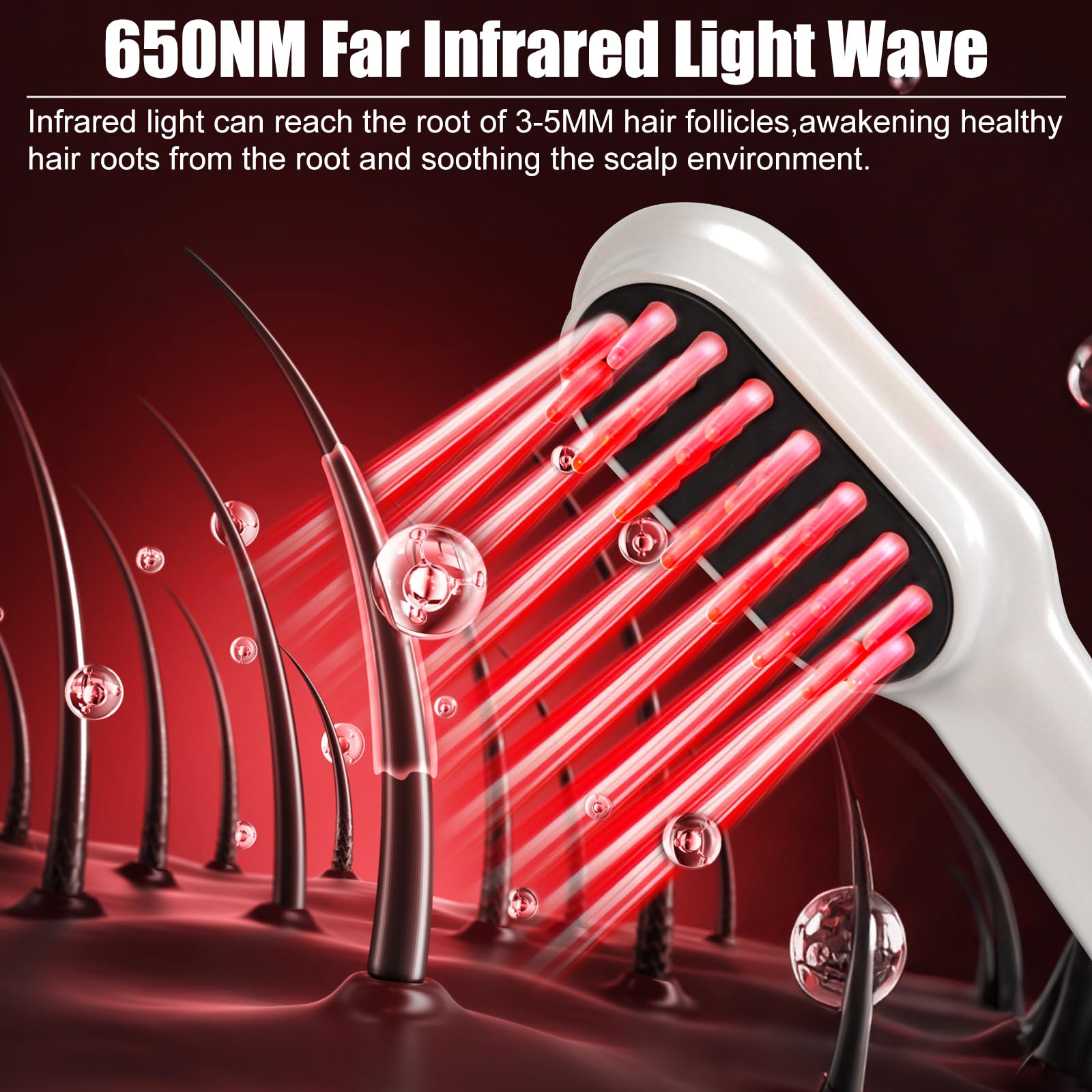CWTUL Laser Hair Growth Comb LED indicators highlight adjustable intensity settings.
