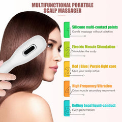 CWTUL Laser Therapy Hair Growth Comb on scalp demonstrates even light distribution for hair stimulation.