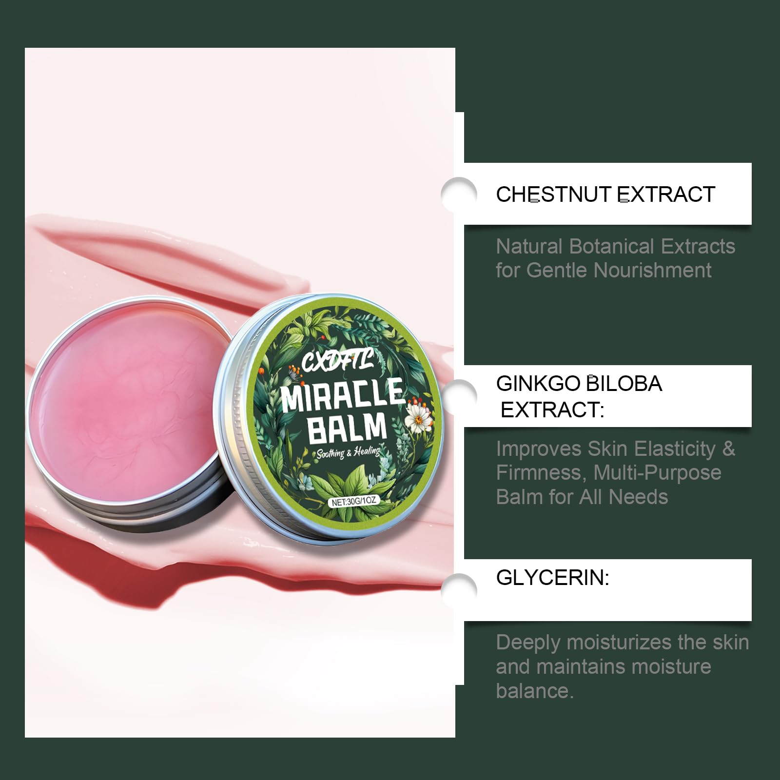CXDFTL Miracle Balm on back demonstrates all-body external use