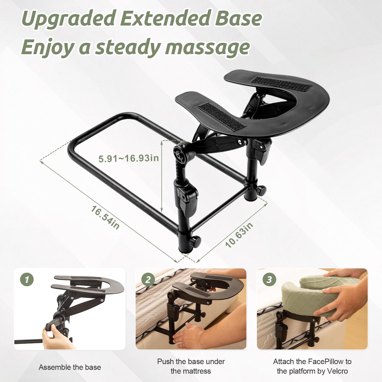 Cxgros fully adjustable face cradle with height and angle control for comfort.