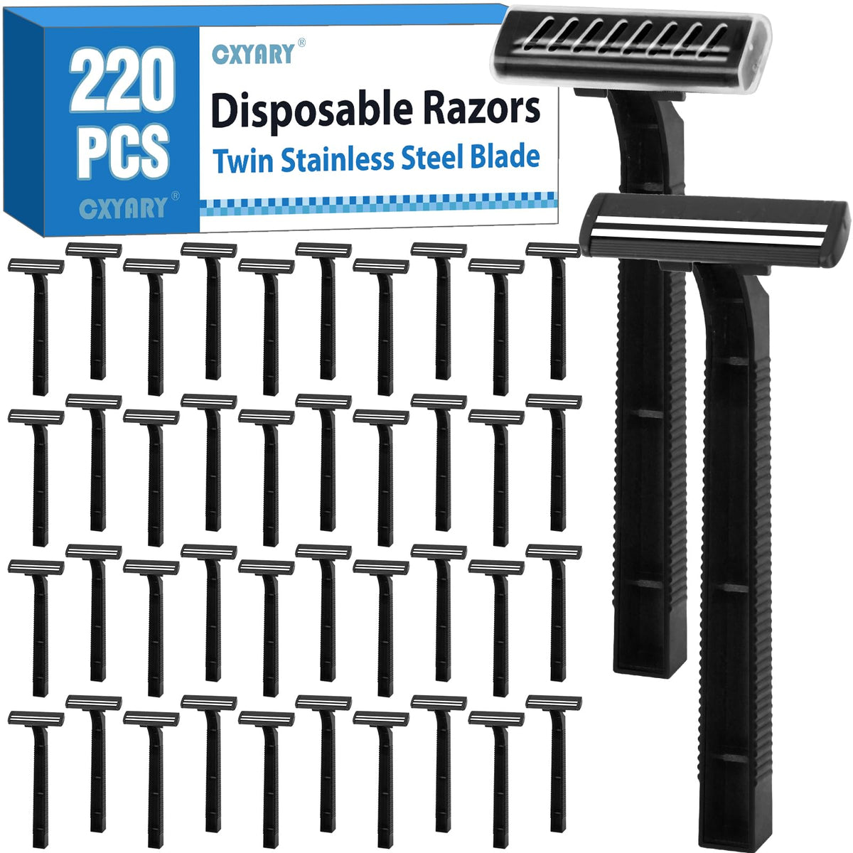 CXYARY bulk-pack twin-blade razors for home and travel use.