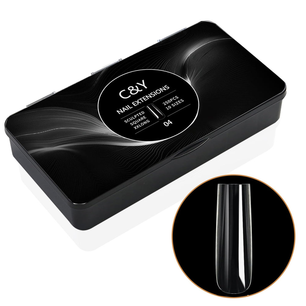 Cycullinyt 250pcs sculpted xxlong square soft gel tips for full cover extensions.