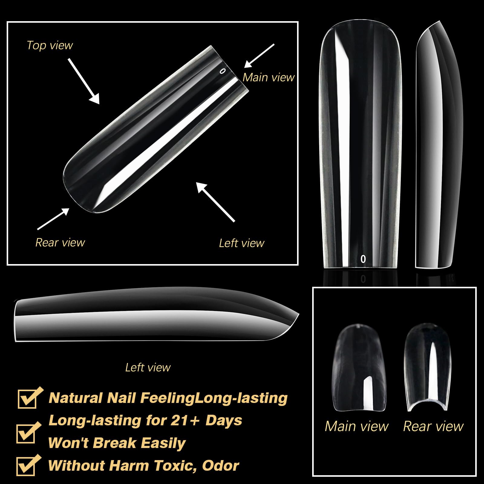 Cycullinyt polished soft-edge nail tips for comfortable wear.