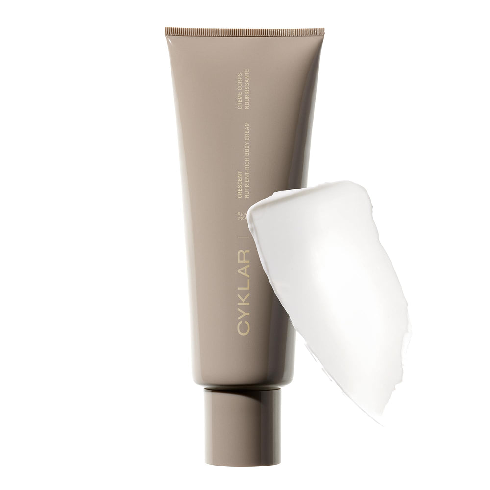 CYKLAR Nutrient Rich Body Cream Crescent fragrance bottle highlights a comforting all-day scent for daily moisturizing.