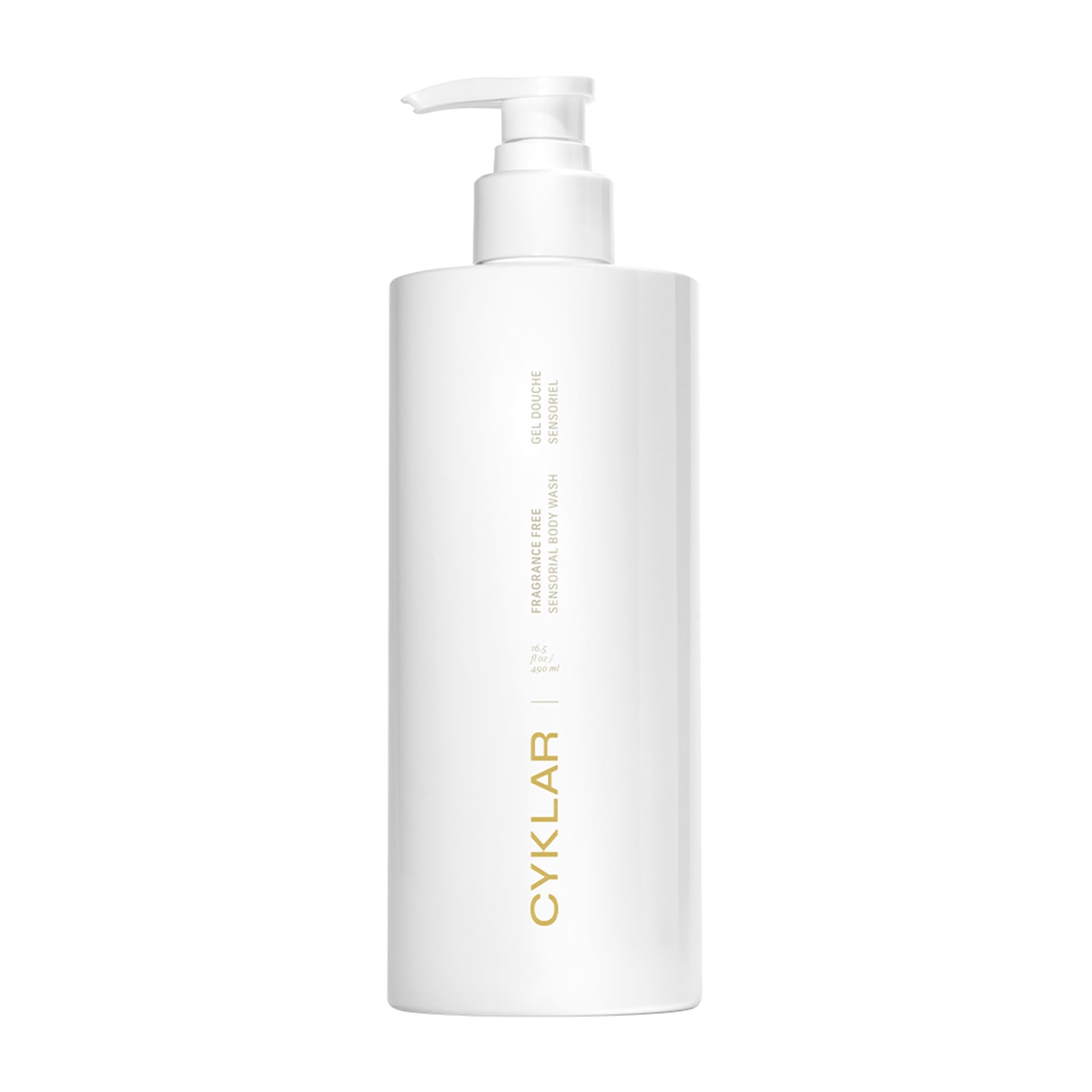 CYKLAR Sensorial Body Wash fragrance-free bottle delivers hydrating cleanse and nourishment.
