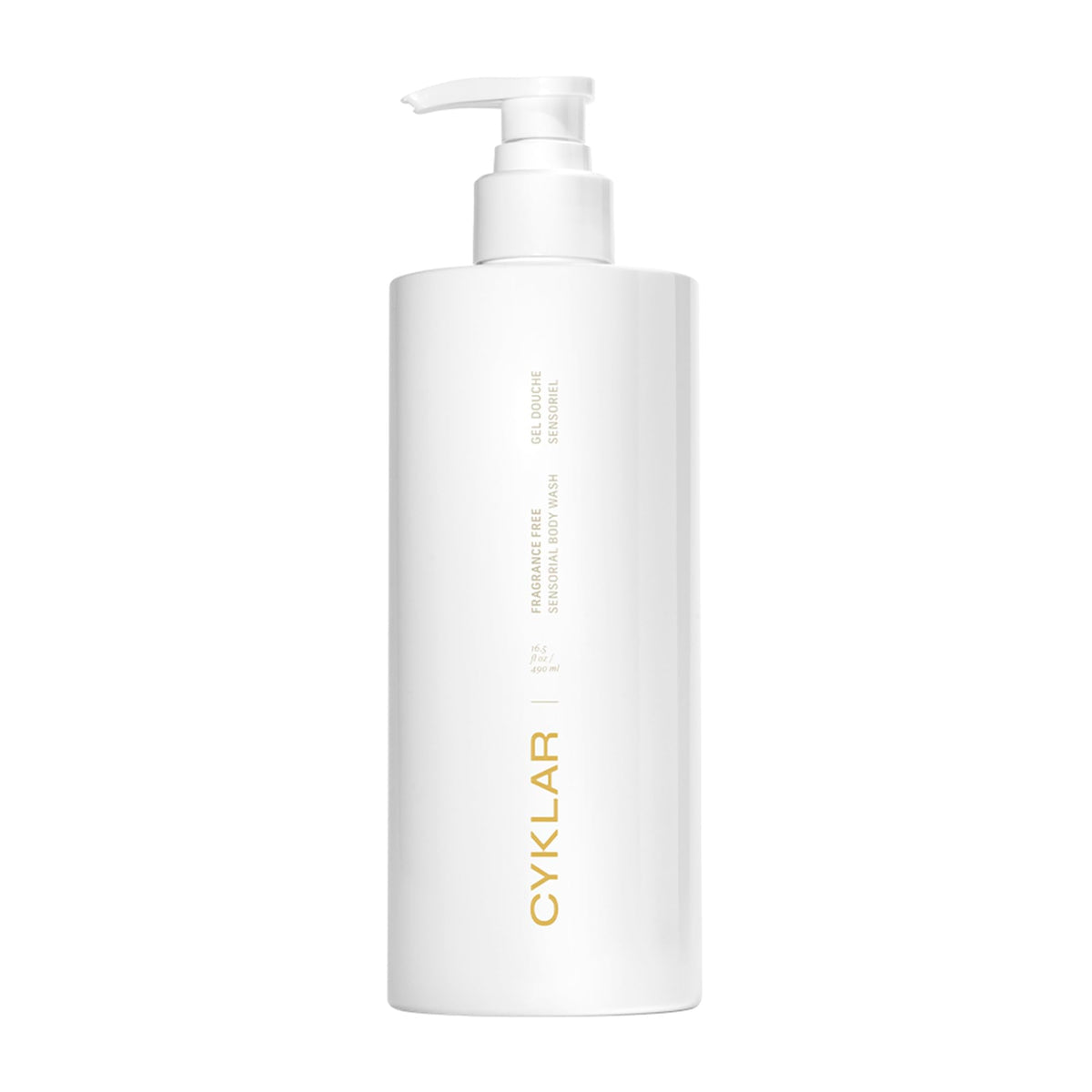 CYKLAR Sensorial Body Wash fragrance-free bottle delivers hydrating cleanse and nourishment.