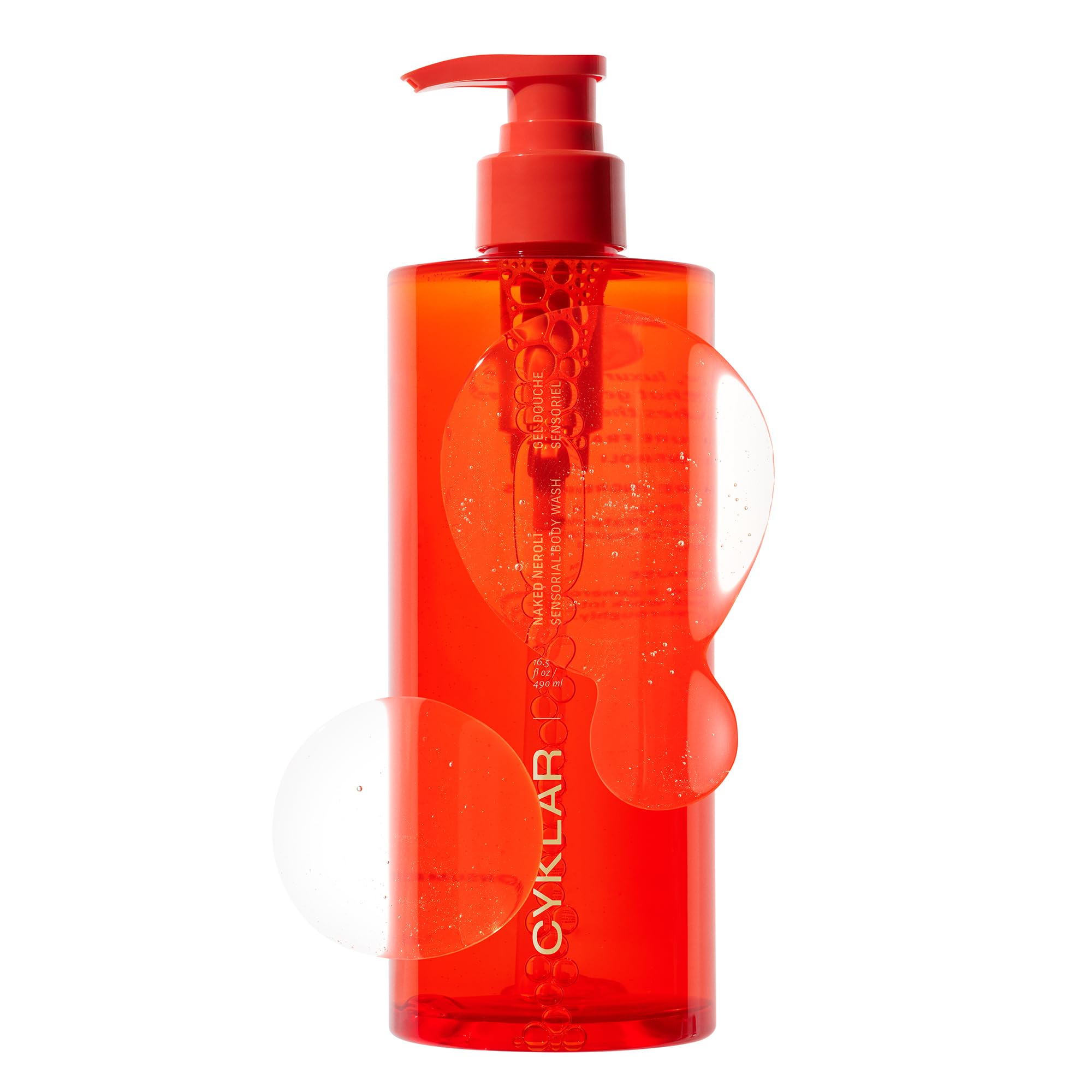 CYKLAR Sensorial Body Wash Naked Neroli bottle highlights hydrating formula for all skin types.