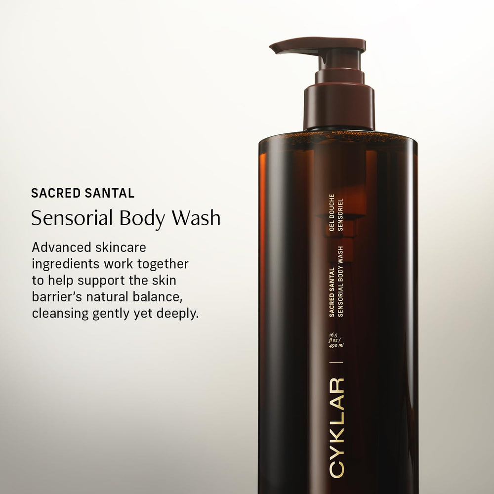CYKLAR Sensorial Body Wash Sacred Santal lather forming silky foam for nourished skin