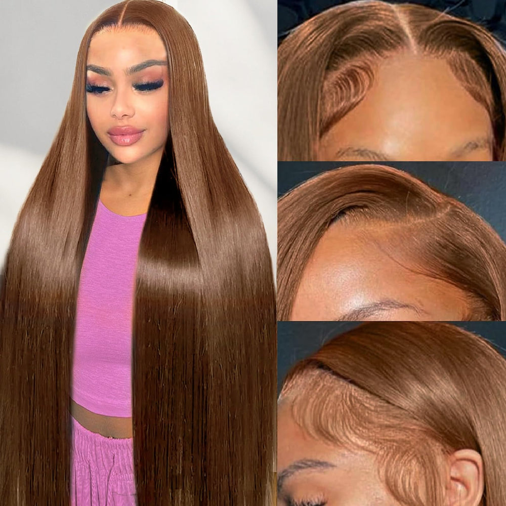 Cypha chocolate brown lace front wig closeup shows natural hairline for seamless styling.