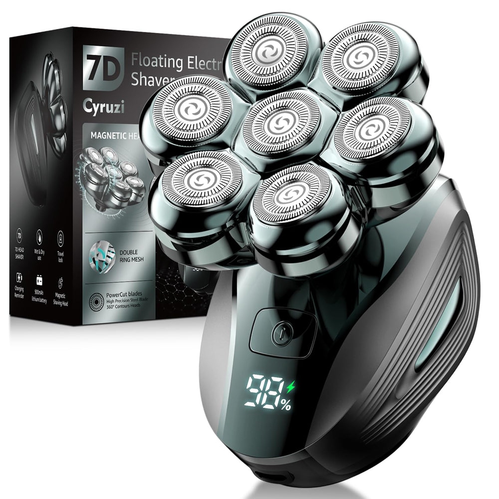 Cyruzi head shaver with magnetic removable head for easy cleaning