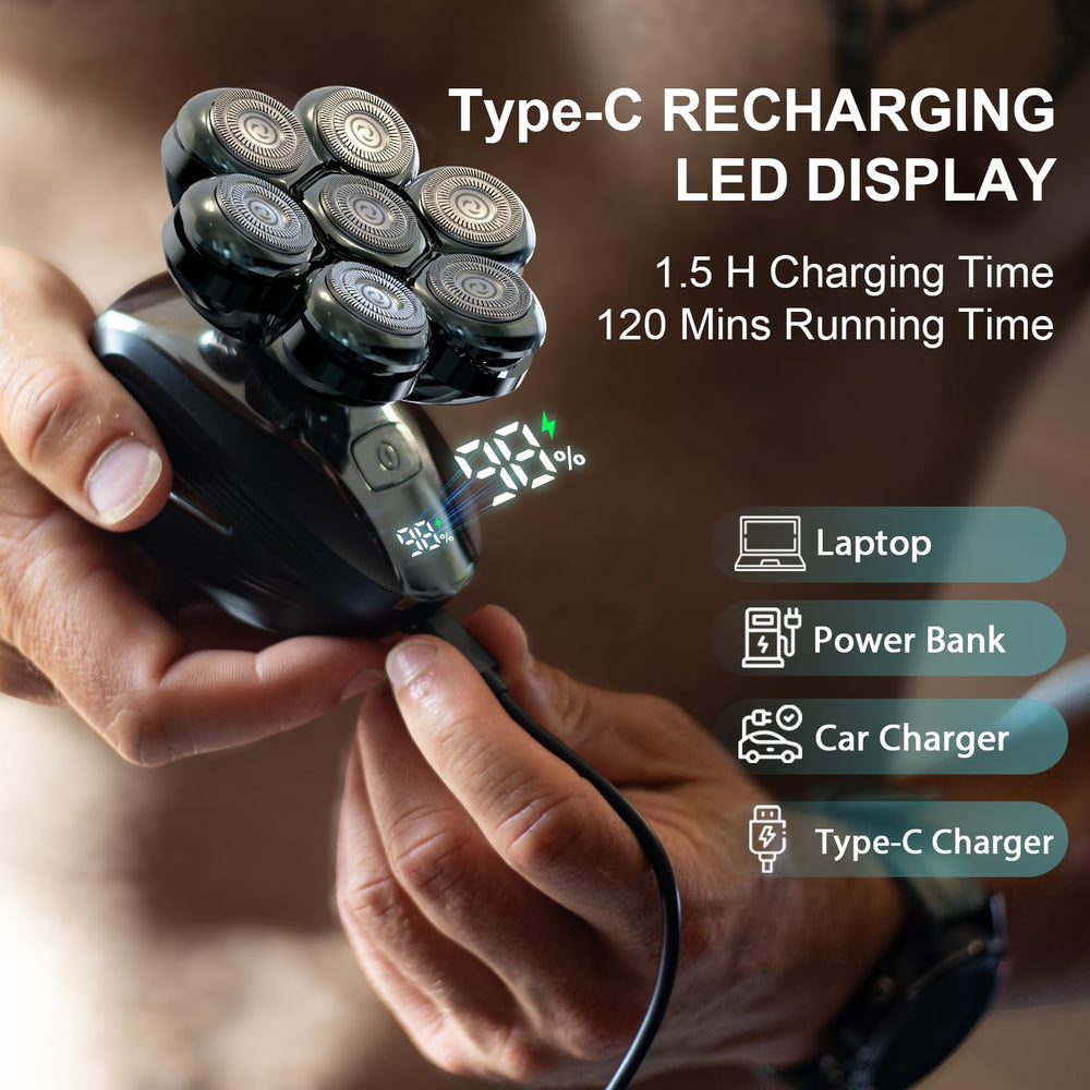 Type-C charging on Cyruzi shaver powers fast, convenient recharge.