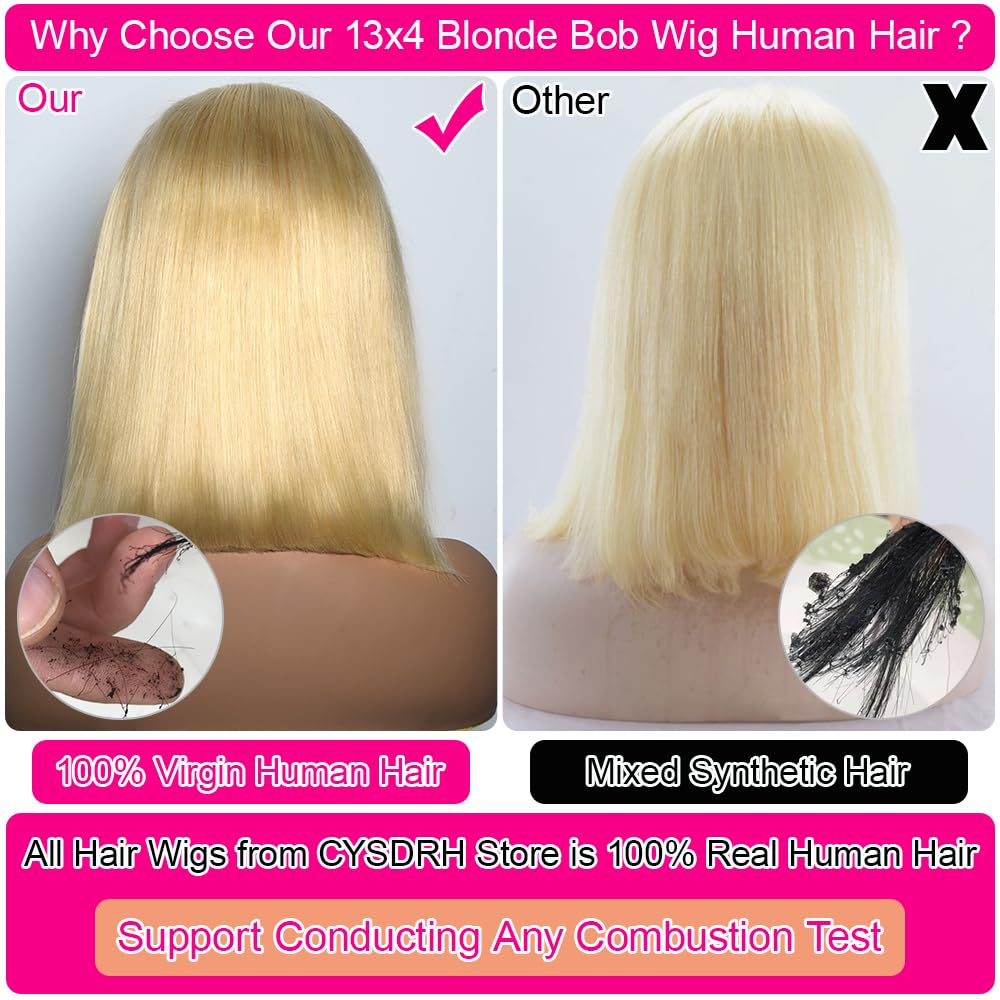 CYSDRH 10-inch skinlike 613 bob wig front view blends naturally