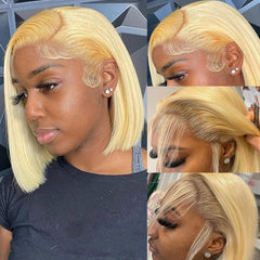 CYSDRH Blonde Bob Wig 613 front view shows natural hairline for daily wear