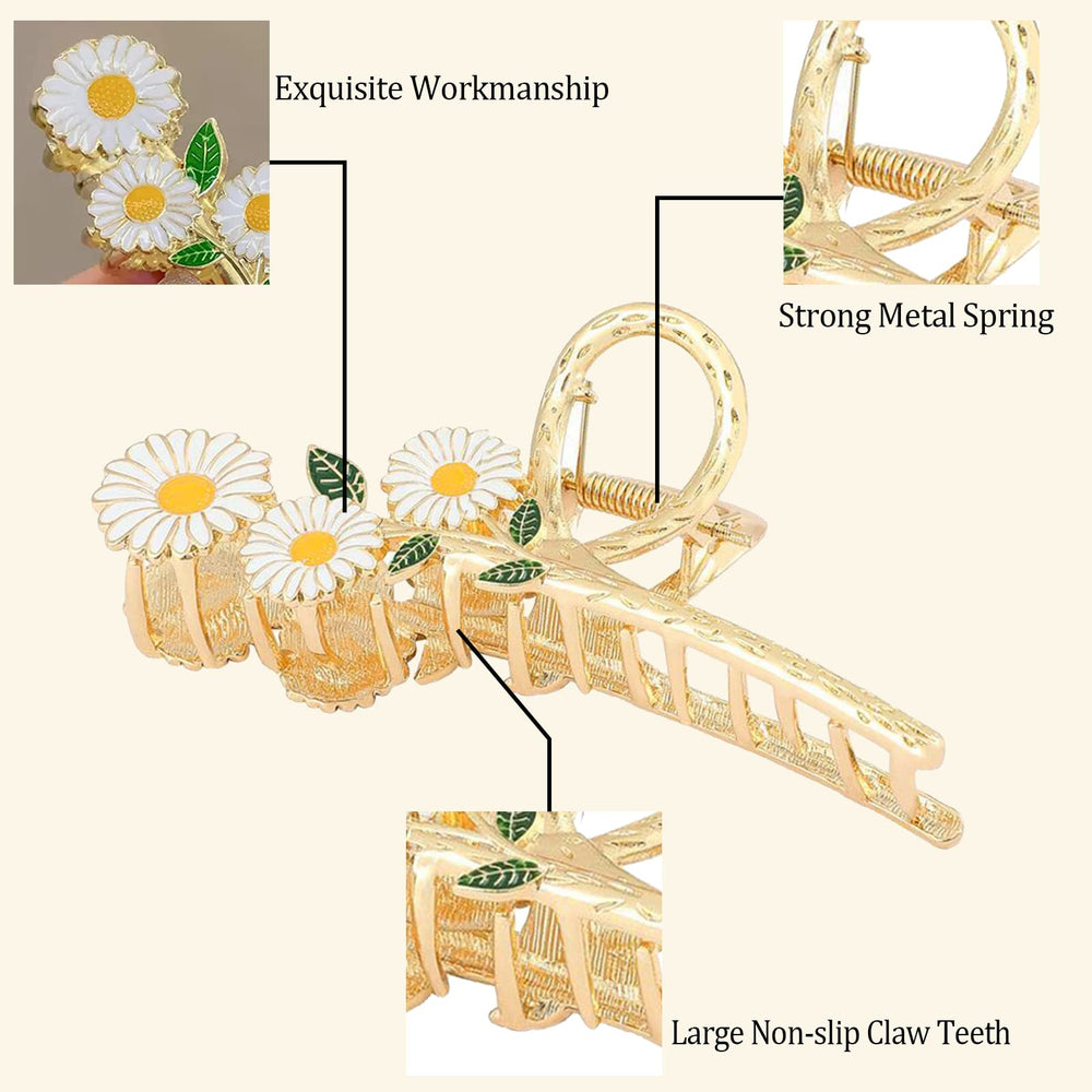 Cysincos small daisy hair clip secures hair for daily wear