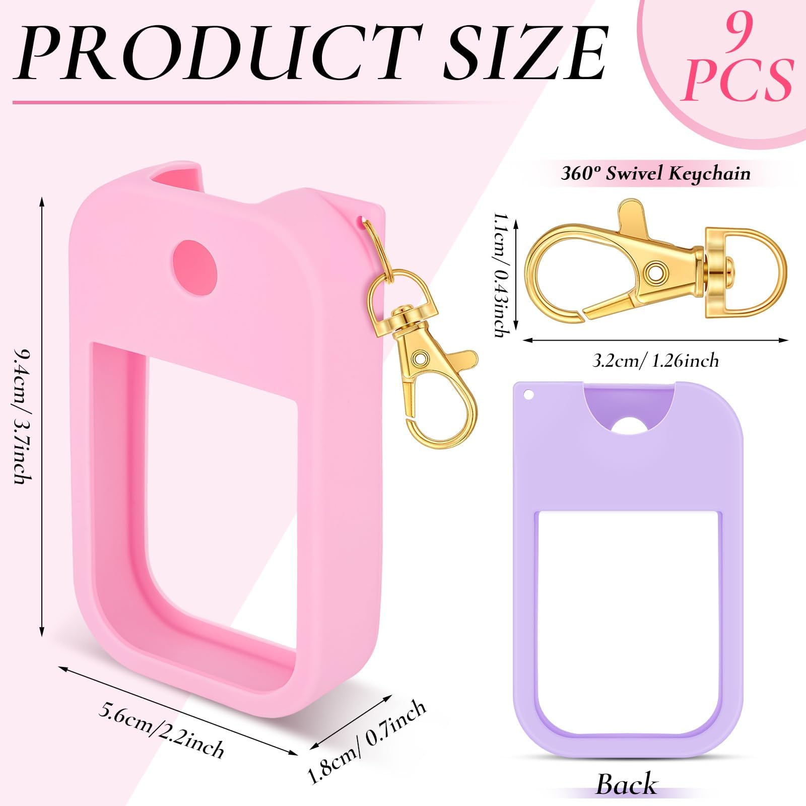 Czlotyh swivel keychain attached to case keeps sanitizer within easy reach