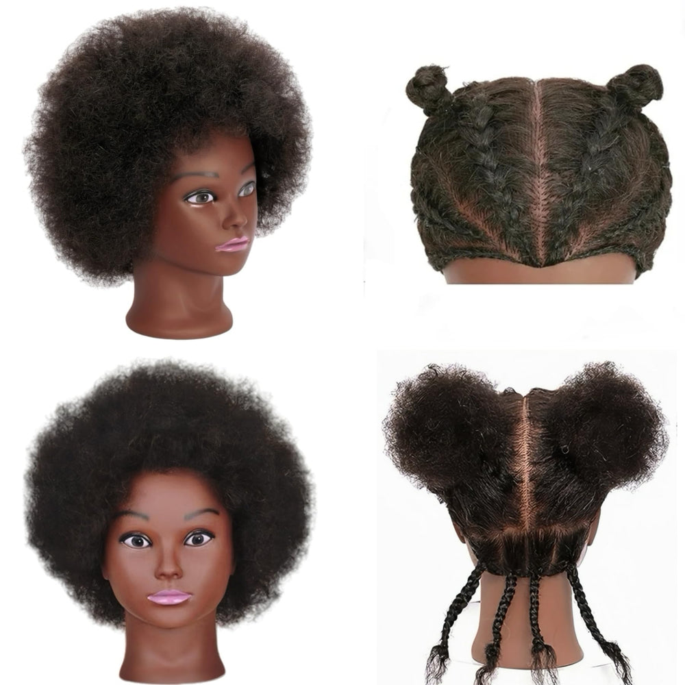Czrleaty mannequin head with 8-inch Afro kinky curly hair for practice braiding.