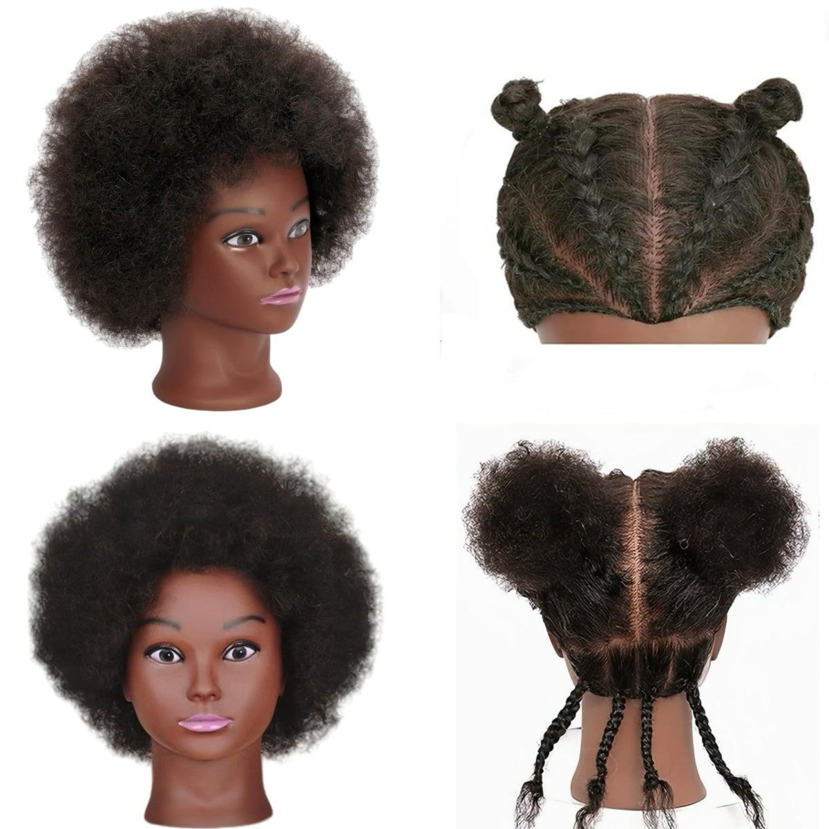 Czrleaty mannequin head with 8-inch Afro kinky curly hair for practice braiding.