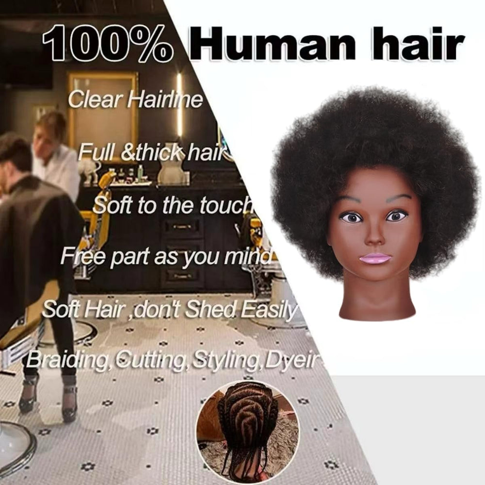 Czrleaty mannequin head features black natural-looking hair for realistic styling.