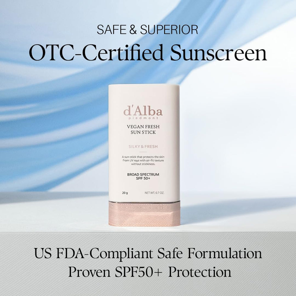 d'alba Piedmont Air Fit Fresh Sun Stick application close-up shows silky, non-sticky texture.