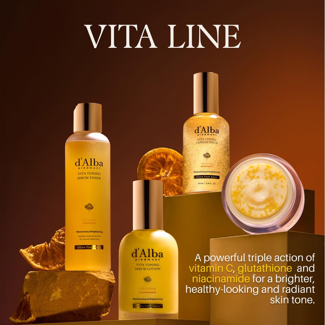 d'alba Piedmont Vita Toning Capsule Cream jar closeup highlights smooth glow