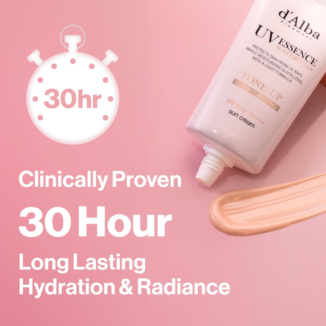 d'alba Piedmont Waterfull Tone-Up Sunscreen Serum close-up shows white truffle extract and Vitamin E