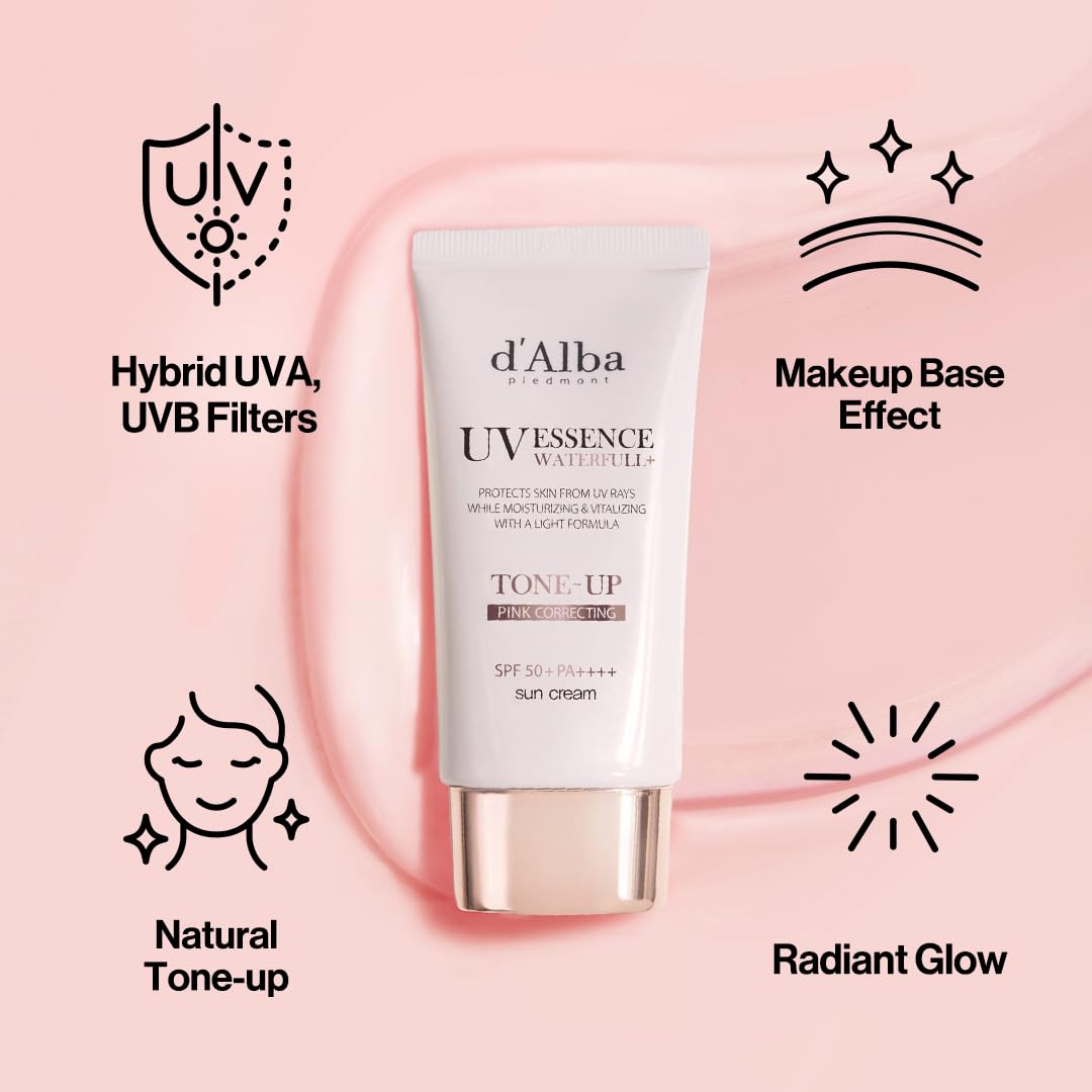 d'alba Piedmont Waterfull Tone-Up Sunscreen Serum outdoor use suggests sweat-proof protection