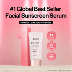 d'alba Piedmont Waterfull Tone-Up Sunscreen Serum texture swirl highlights dewy, non-greasy finish