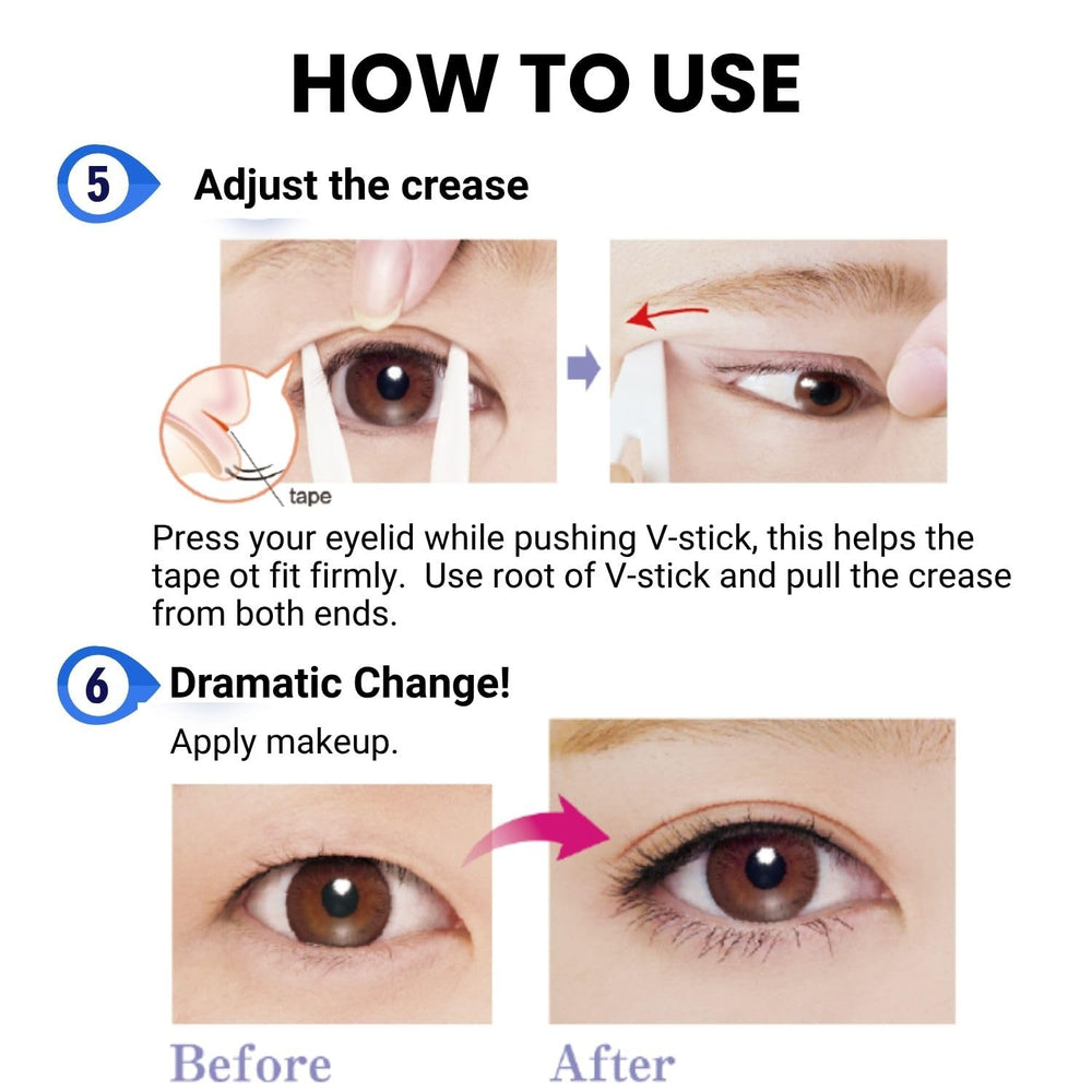 D-UP eyelid strips stay hidden under makeup for clean lines.