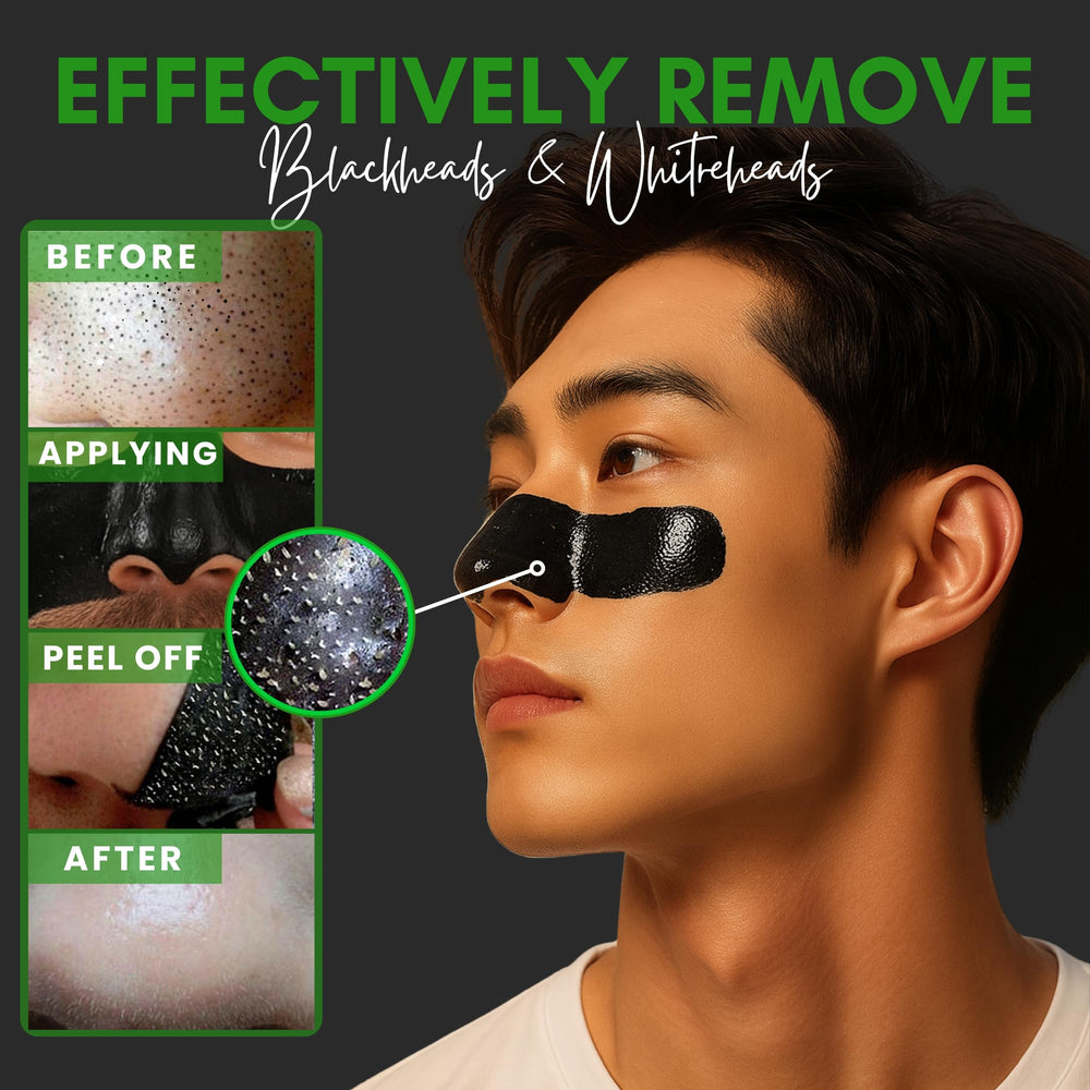 DAAZZS charcoal mask nose closeup demonstrates deep cleansing of clogged pores