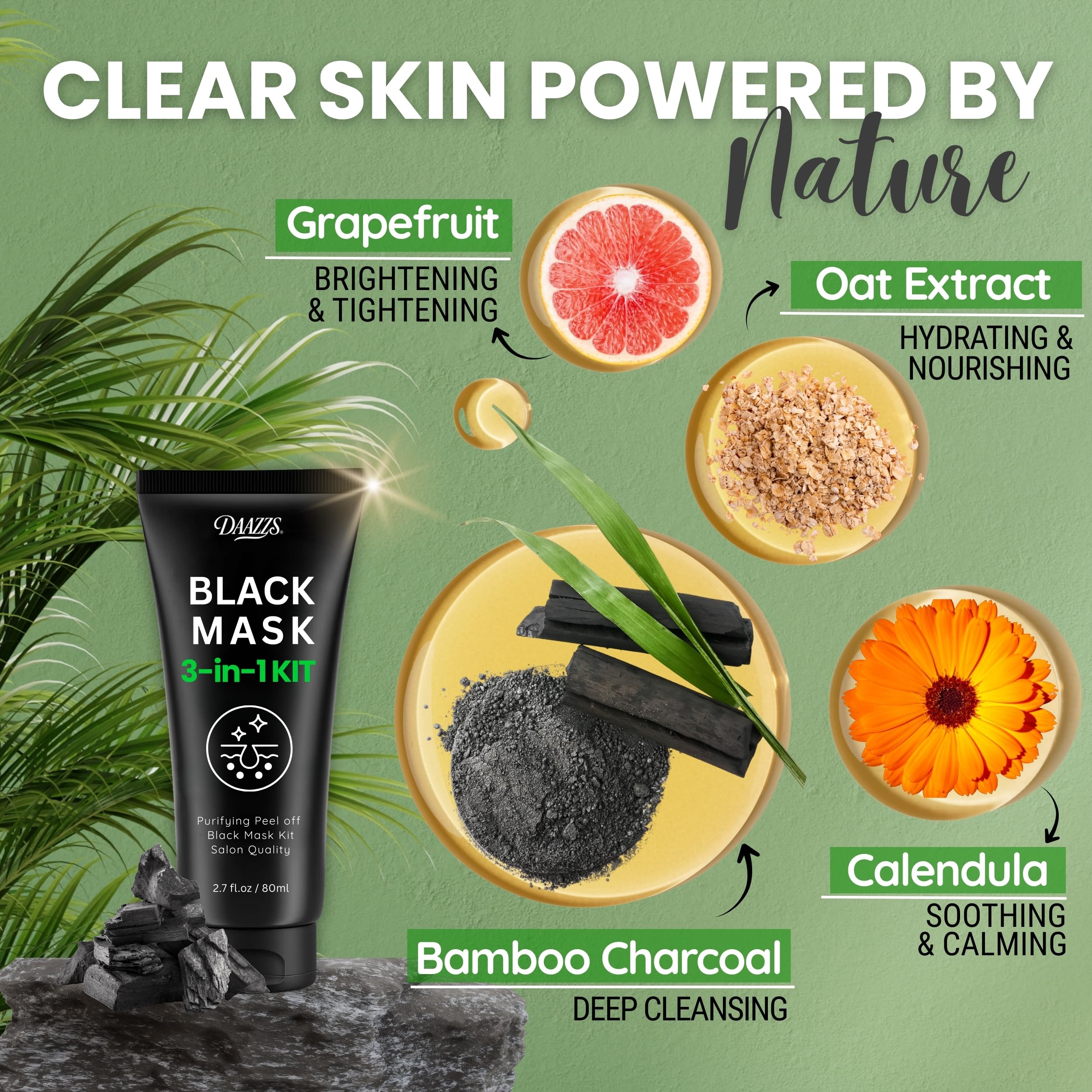 DAAZZS Peel-off action closeup reveals lifting of impurities