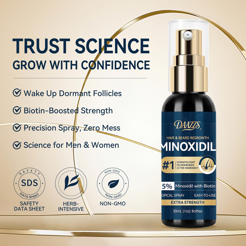 DAAZZS Minoxidil spray application on dry scalp for targeted regrowth