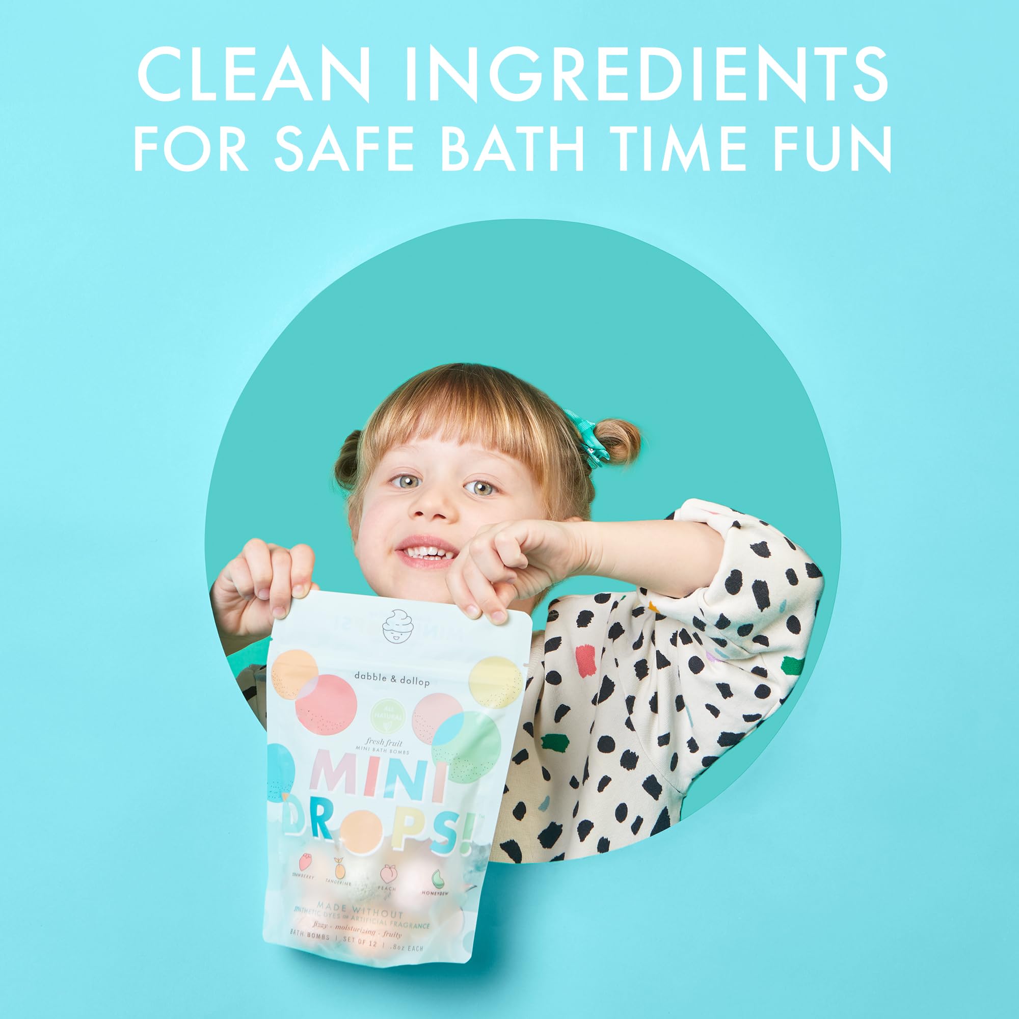 Dabble & Dollop Fresh Fruit Mini Bath Bombs tangerine scent for sunny baths.