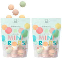 Dabble & Dollop strawberry bath bombs in pouch for fizzy strawberry-scented fun