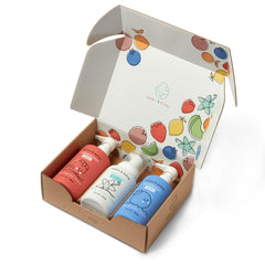 Dabble & Dollop mix-and-match bath trio bottles—kids customize bubbles.