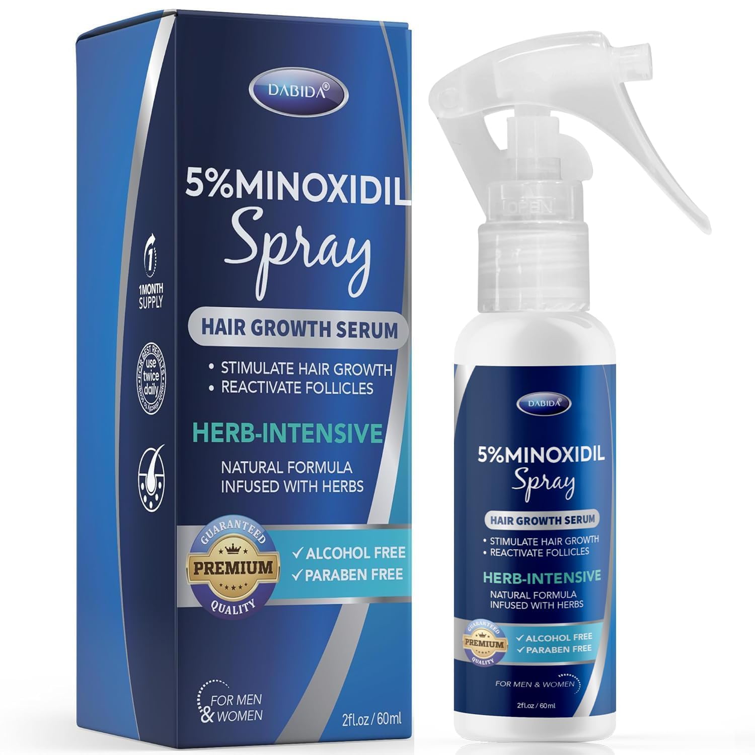 DABIDA Minoxidil spray bottle supports fuller-looking hair with daily use.