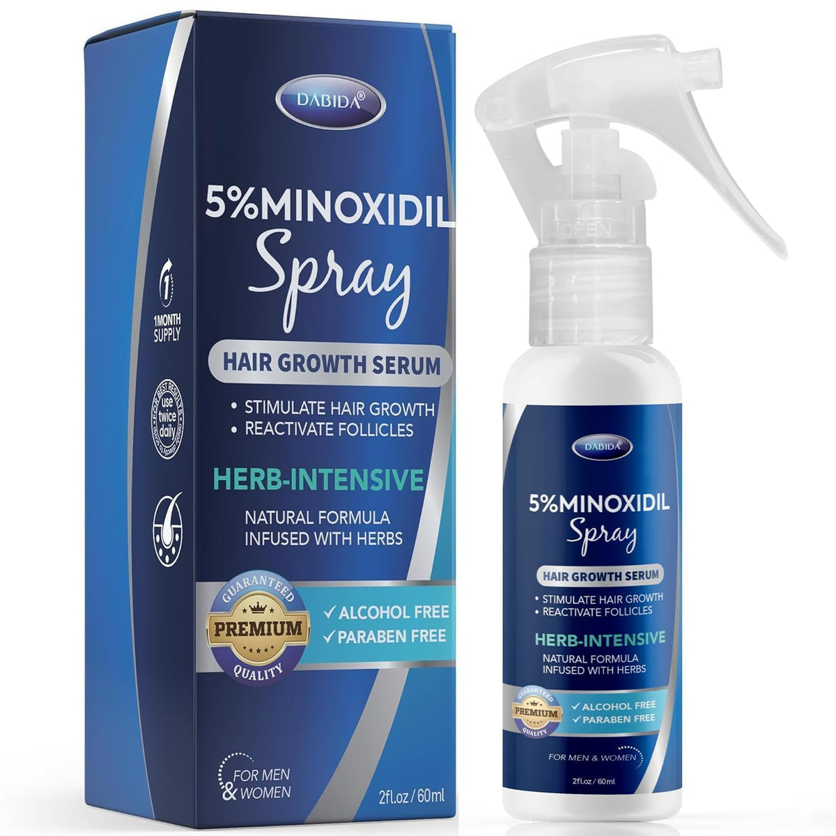 DABIDA Minoxidil spray bottle supports fuller-looking hair with daily use.