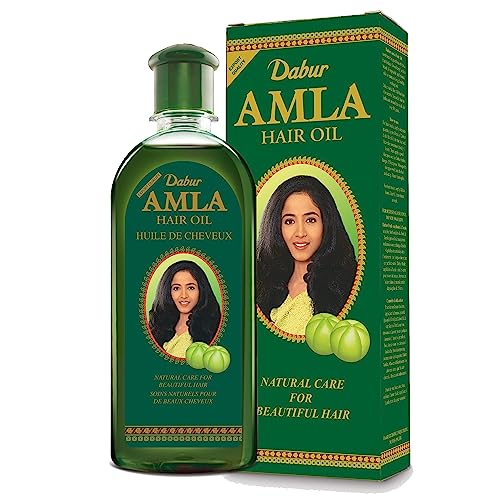 Dabur Amla Hair Oil bottle highlighting root-to-tip nourishment benefits.
