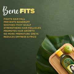 Dabur Vatika Naturals Amla Hair Oil growth closeup suggests roots nourishment for thicker hair.