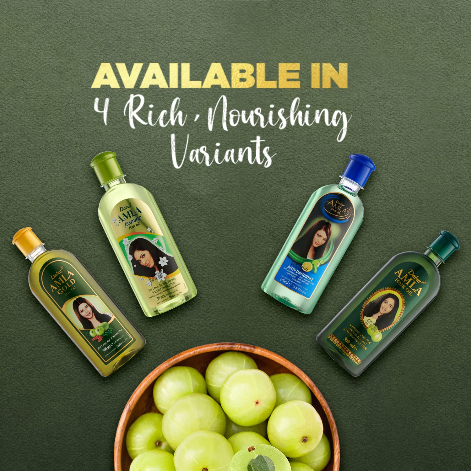 Dabur Vatika Naturals Amla Hair Oil packaging mockup signals premium long-lasting care.