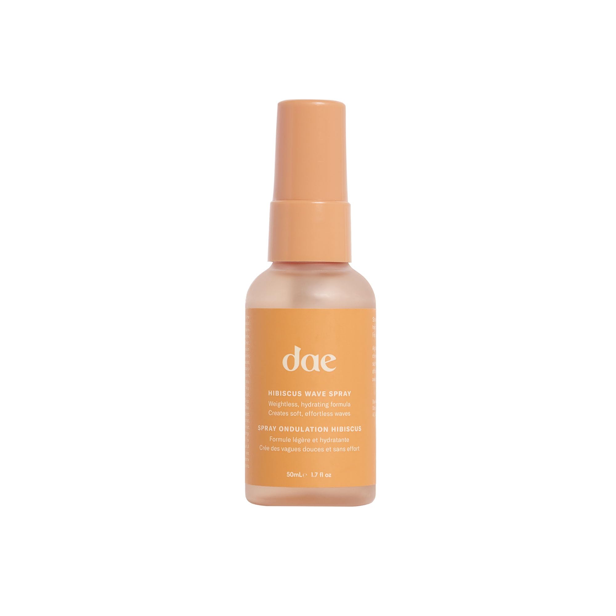 DAE Hibiscus Wave Spray bottle close-up for texture-boosting styling.