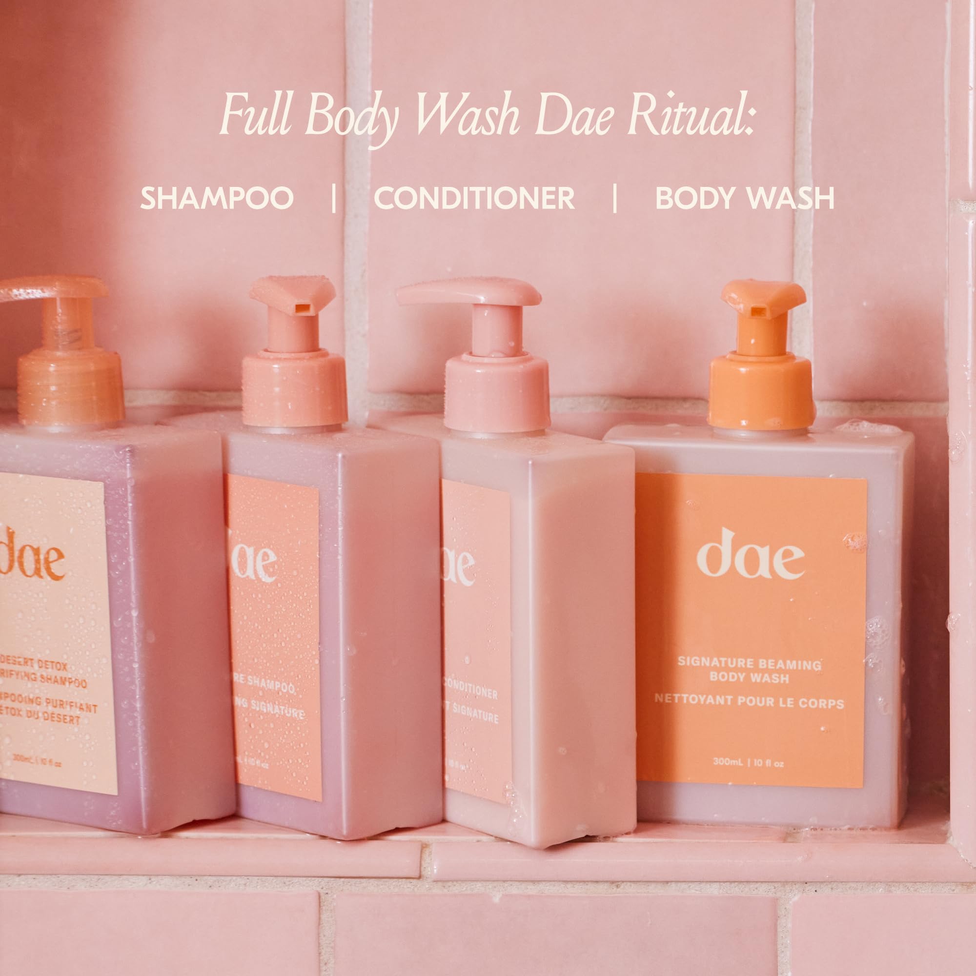 Shower scene with DAE Beaming Body Wash in a bright, easy-to-use bottle