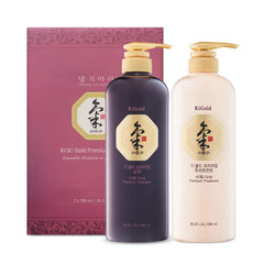 Daeng Gi Meo Ri Ki Gold Premium Shampoo bottle highlights scalp nourishment and moisture.