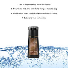DafPrauy hair-dye-shampoo application lather demonstrates easy root touch-up.