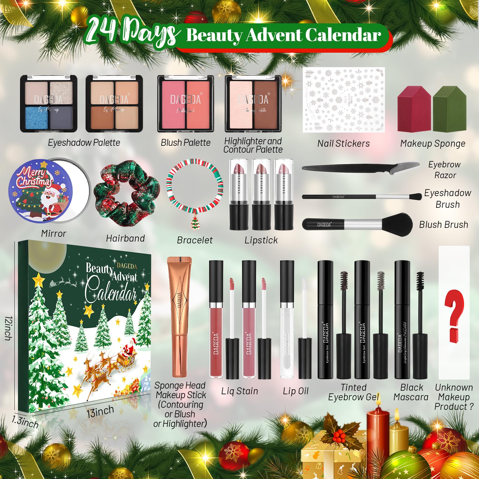 DAGEDA Beauty Advent Calendar 2025 24-day countdown unboxing reveals daily makeup surprises.
