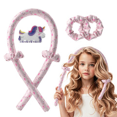 DAGORTE girls heatless curls overnight unicorn rollers pink for gentle bedtime styling