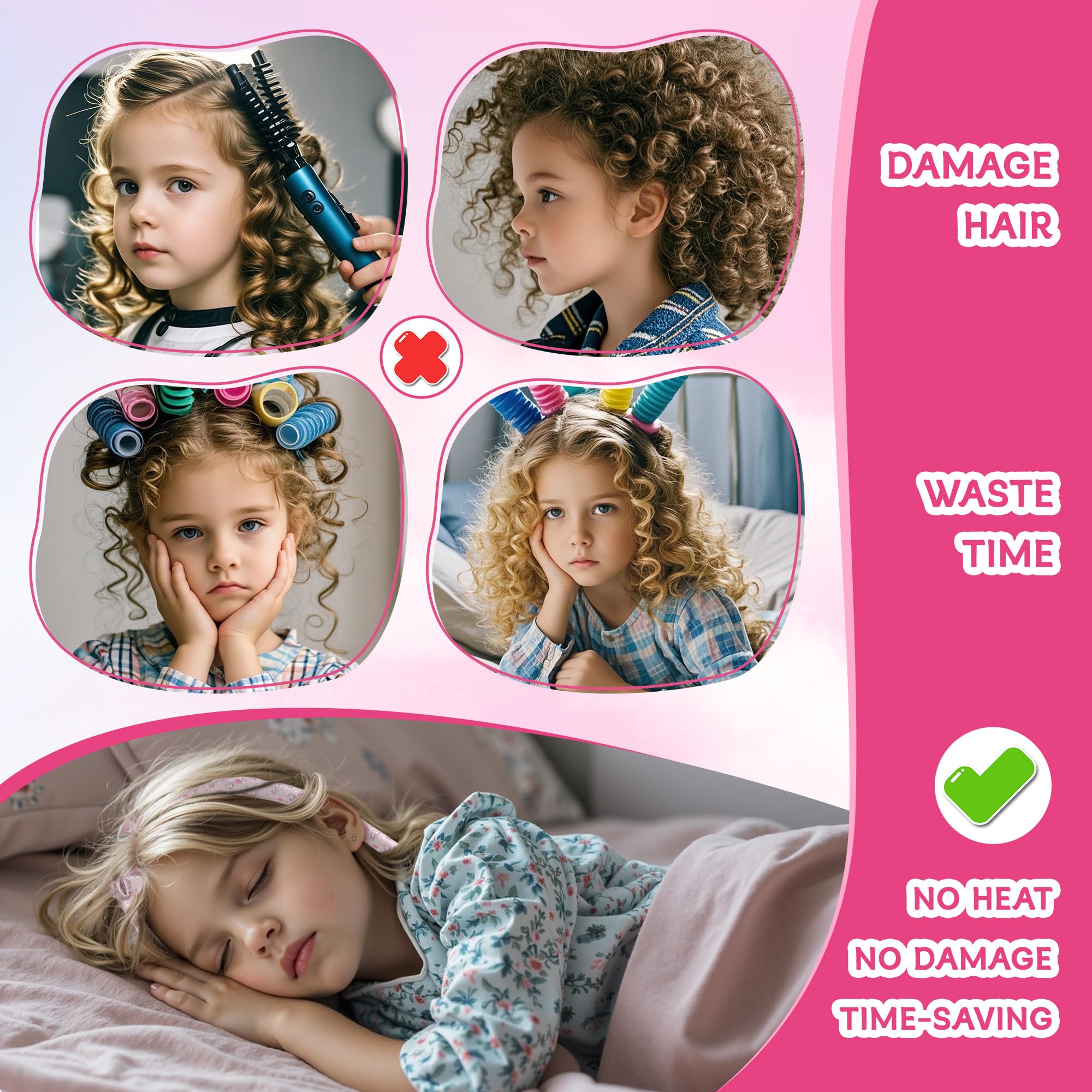 DAGORTE pink sleep styler creates easy morning curls