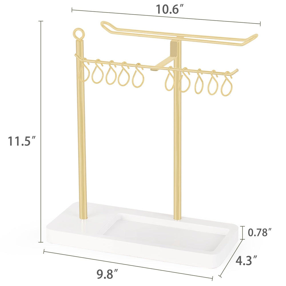 Dahey headband holder adjustable hooks in gold for customizable spacing.