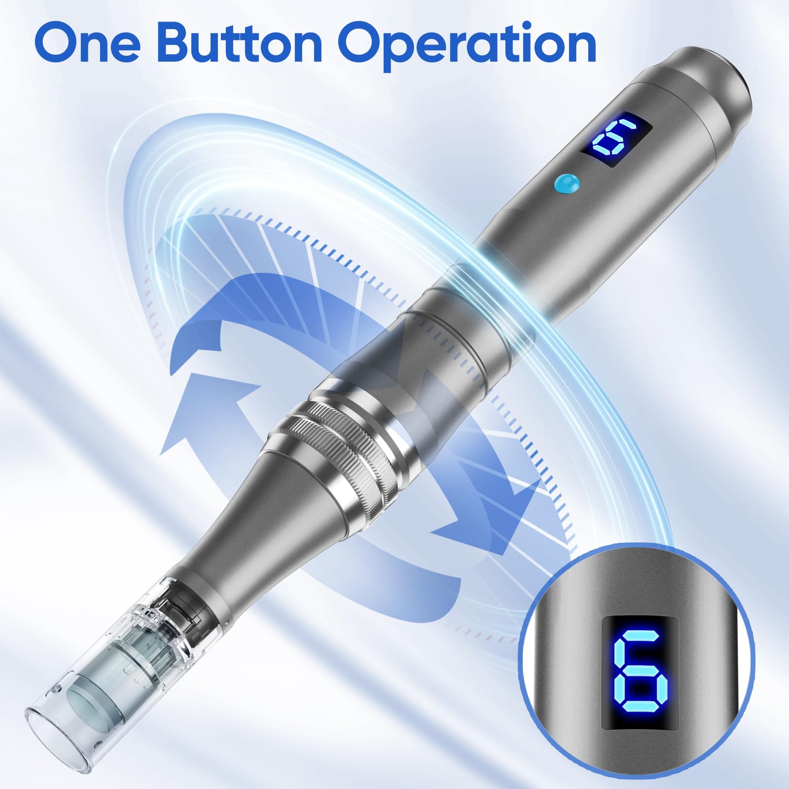 DAHOZE Derma Stamp System image showing lightweight, portable home-use tool.