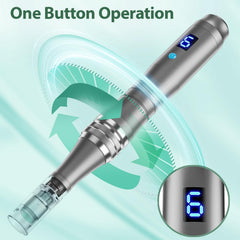 DAHOZE DermaStamp needle-detail shot emphasizing 0.25mm depth and safety
